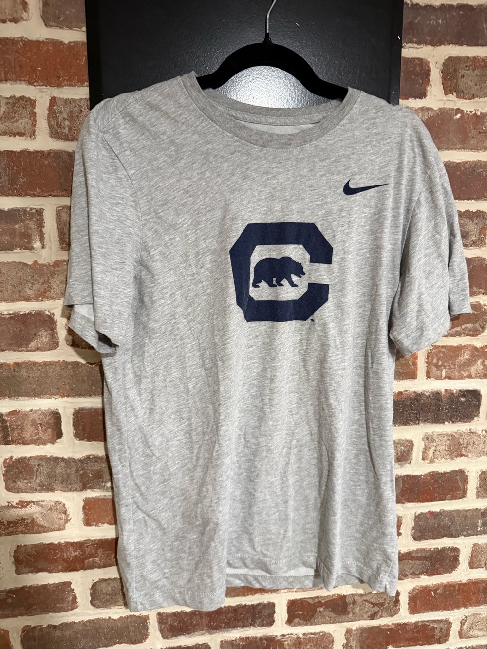 Nike Gray Short Sleeve Tee with Navy 'C' Bear Logo
